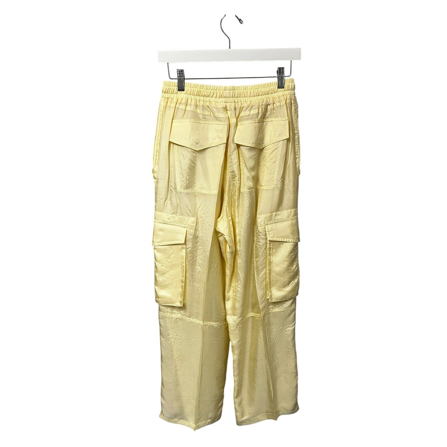 NWT Phoebe Philo Vanilla Silk Crushed Drawstring Cargo Trousers Womens 36 / US 4