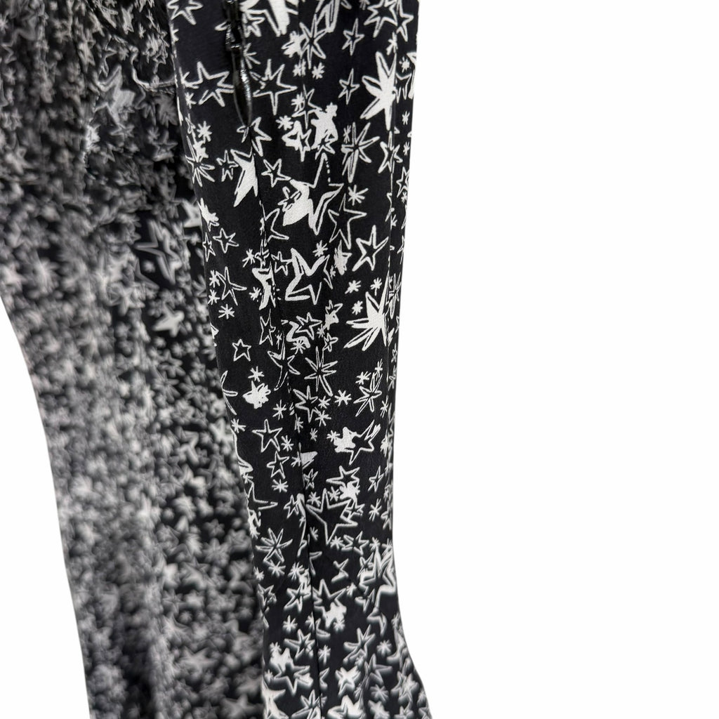 LoveShackFancy Pure Silk Black White Star Print Ruffled Mini Dress Womens 10