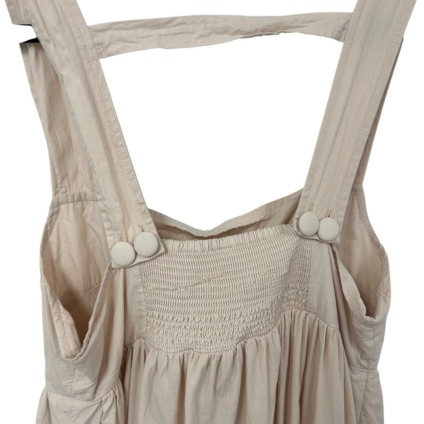 by Anthropologie Cream 100% Cotton Square Neck Tiered Midi Dress Womens Small