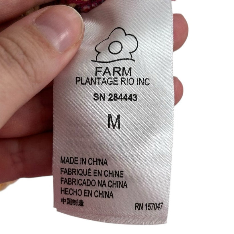 Farm Rio Lindeza Grafica Puff Sleeve Multi Smocked Mini Dress Womens Medium