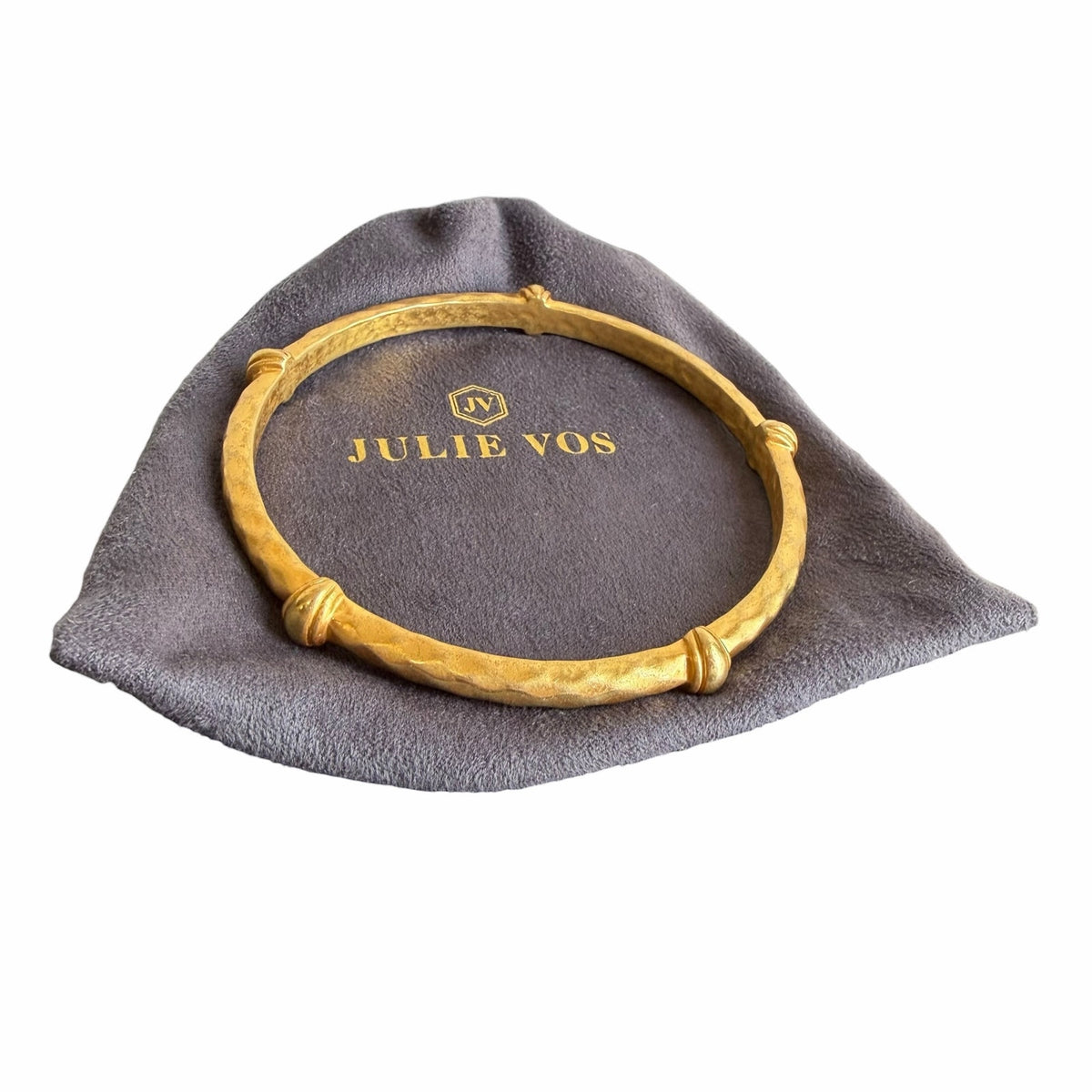 Julie Vos 24K Gold Plated Hammered Savannah Bangle Bracelet Neutral Timeless