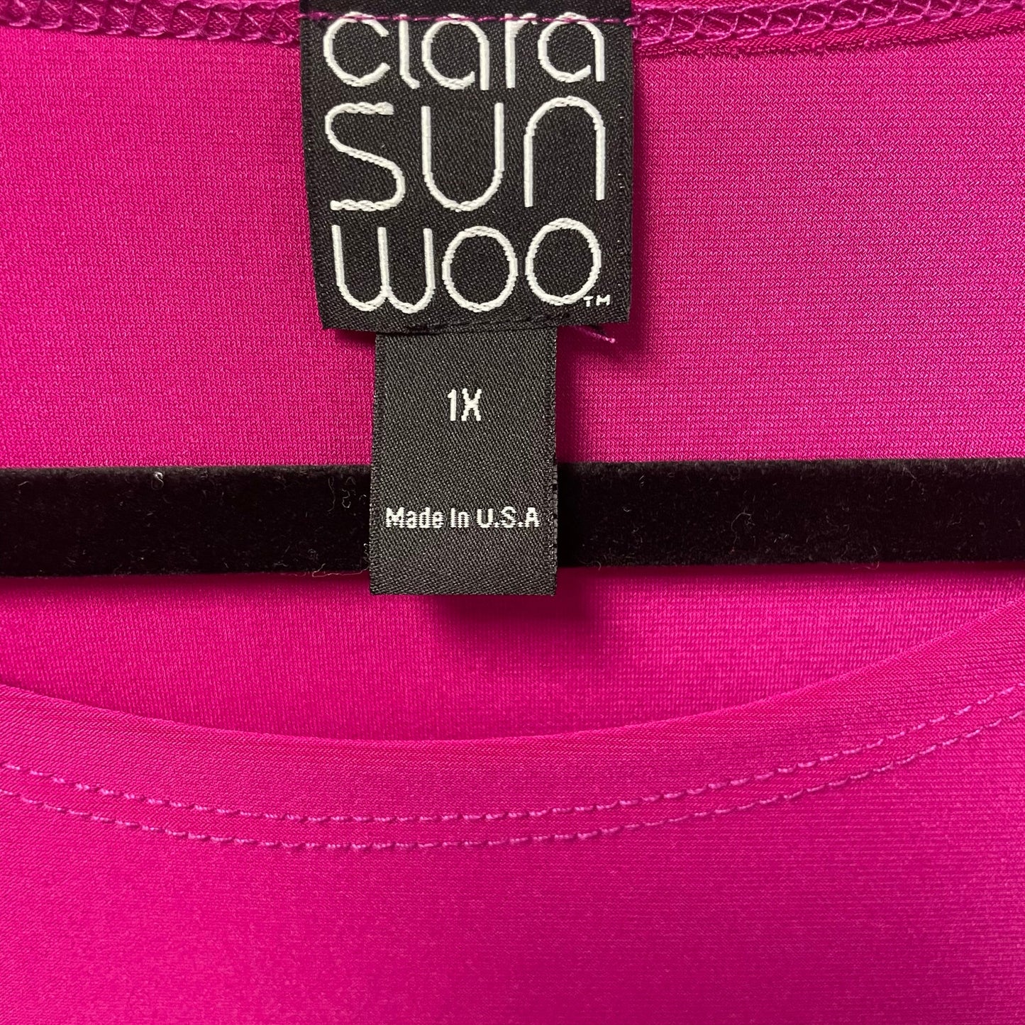 Clara Sun Woo 3/4 Sleeve Fuchsia Pink Spandex Blend Top Womens Plus Size 1X