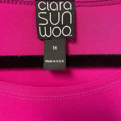 Clara Sun Woo 3/4 Sleeve Fuchsia Pink Spandex Blend Top Womens Plus Size 1X