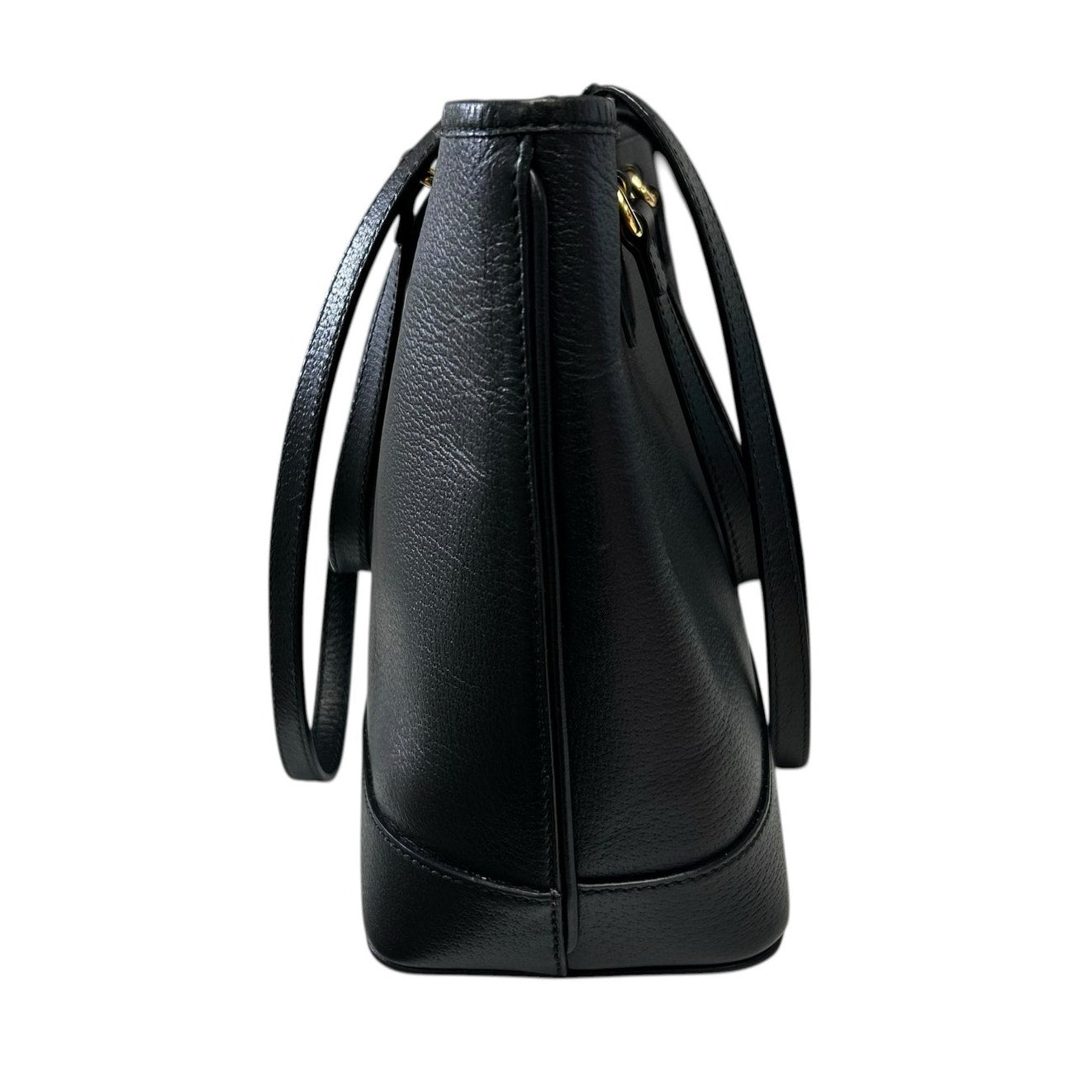 Gucci Black Leather Gold Interlocking GG Logo Ophidia Shopper Tote Bag