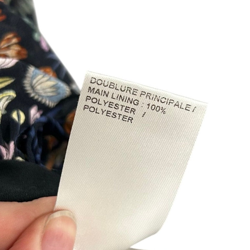 Chloe Blue Orange Evil Eye Lotus Print Pleated Bubble Top Womens 36 / US 4