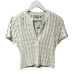 NWT Simkhai Ivory Mallorie Scalloped Knit Short Sleeve Polo Top Womens Medium