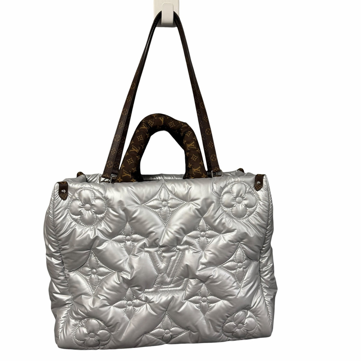 Louis Vuitton Limited Edition Econyl Monogram Pillow Giant Onthego GM Silver Bag
