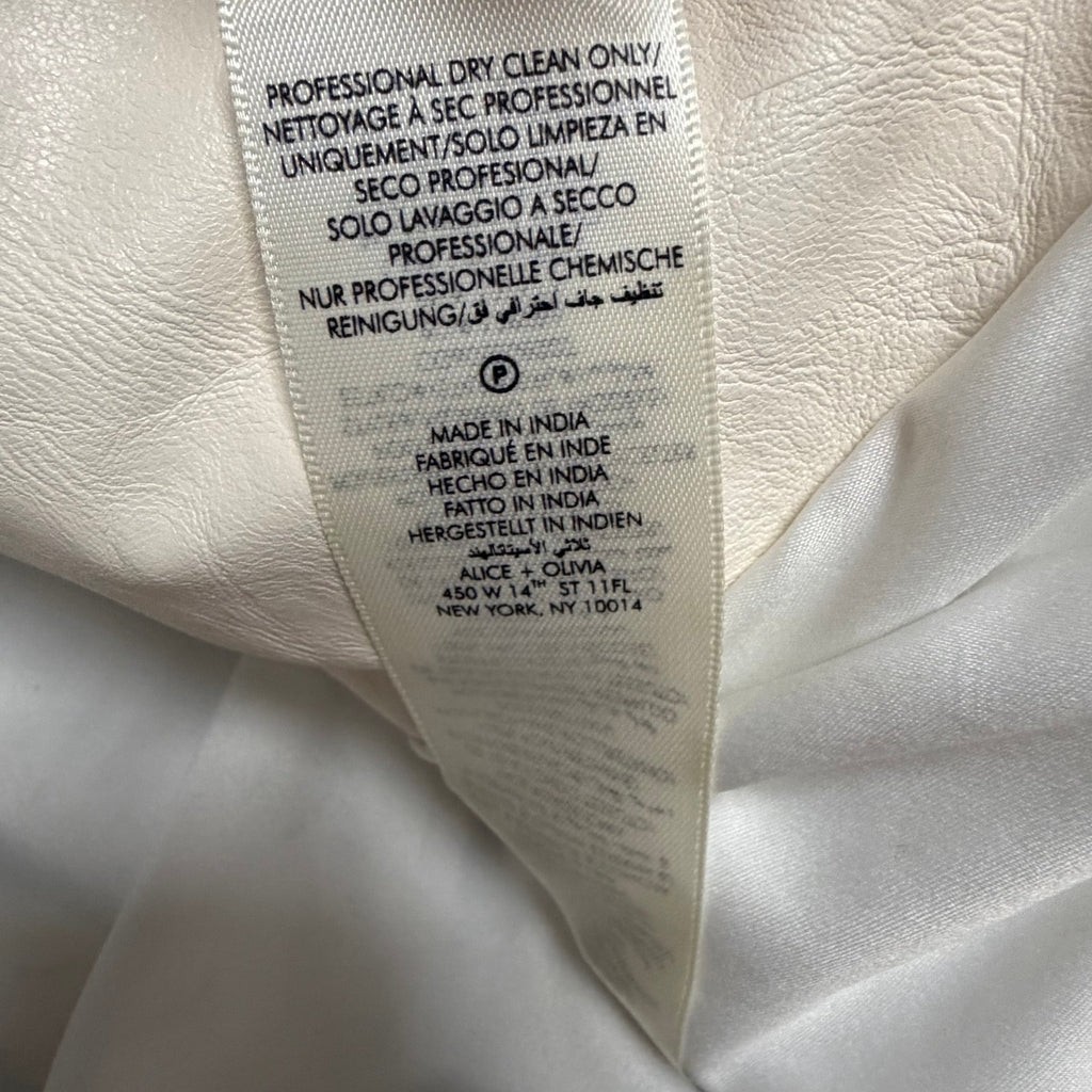 NWT Alice + Olivia Avril Embellished Vegan Moto Jacket Off White Womens Small