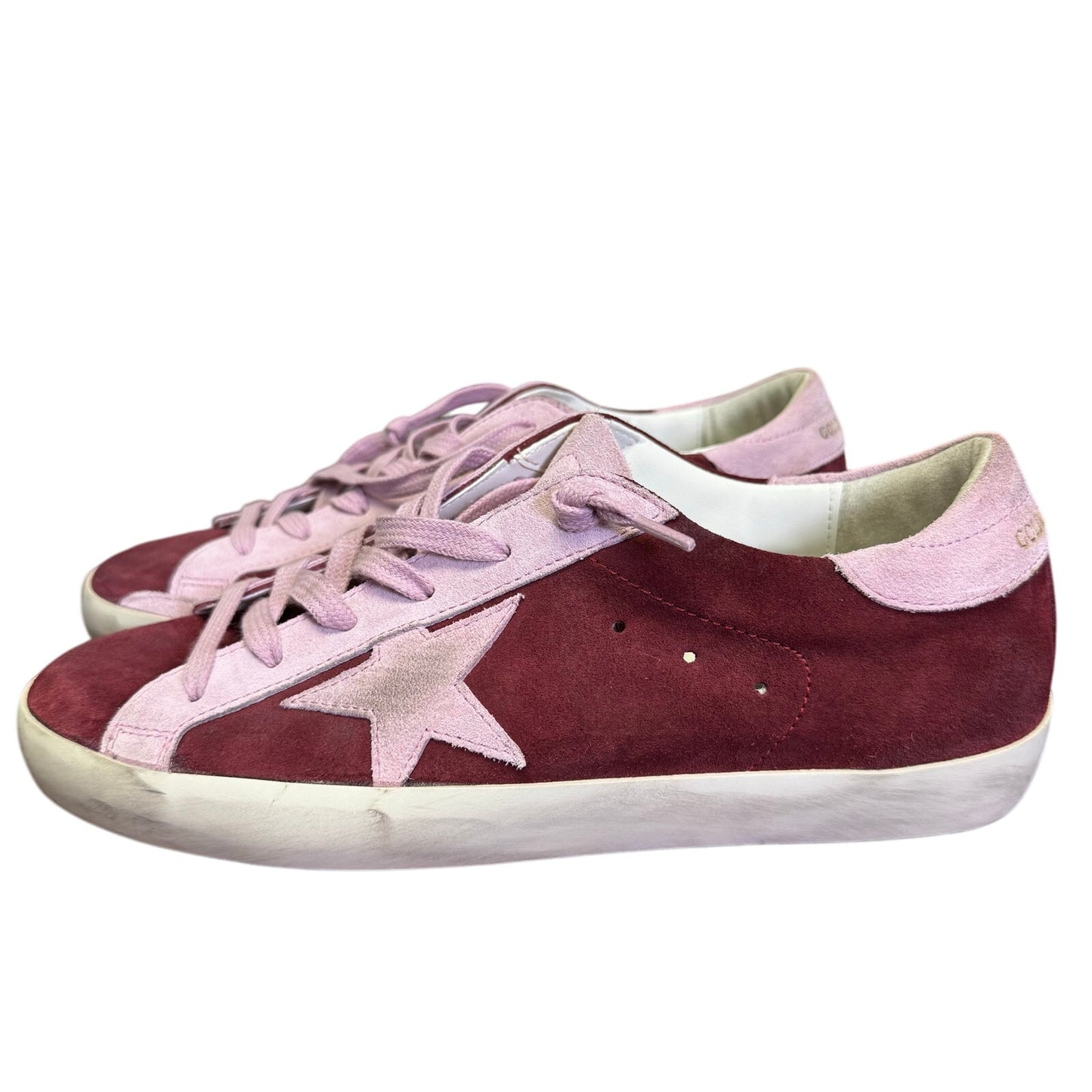 Golden Goose Red Pink Superstar Bicolor Suede Low-Top Sneakers 9