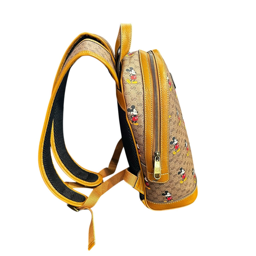 Gucci x Disney Tan Brown GG Supreme Mickey Mouse Dome Backpack