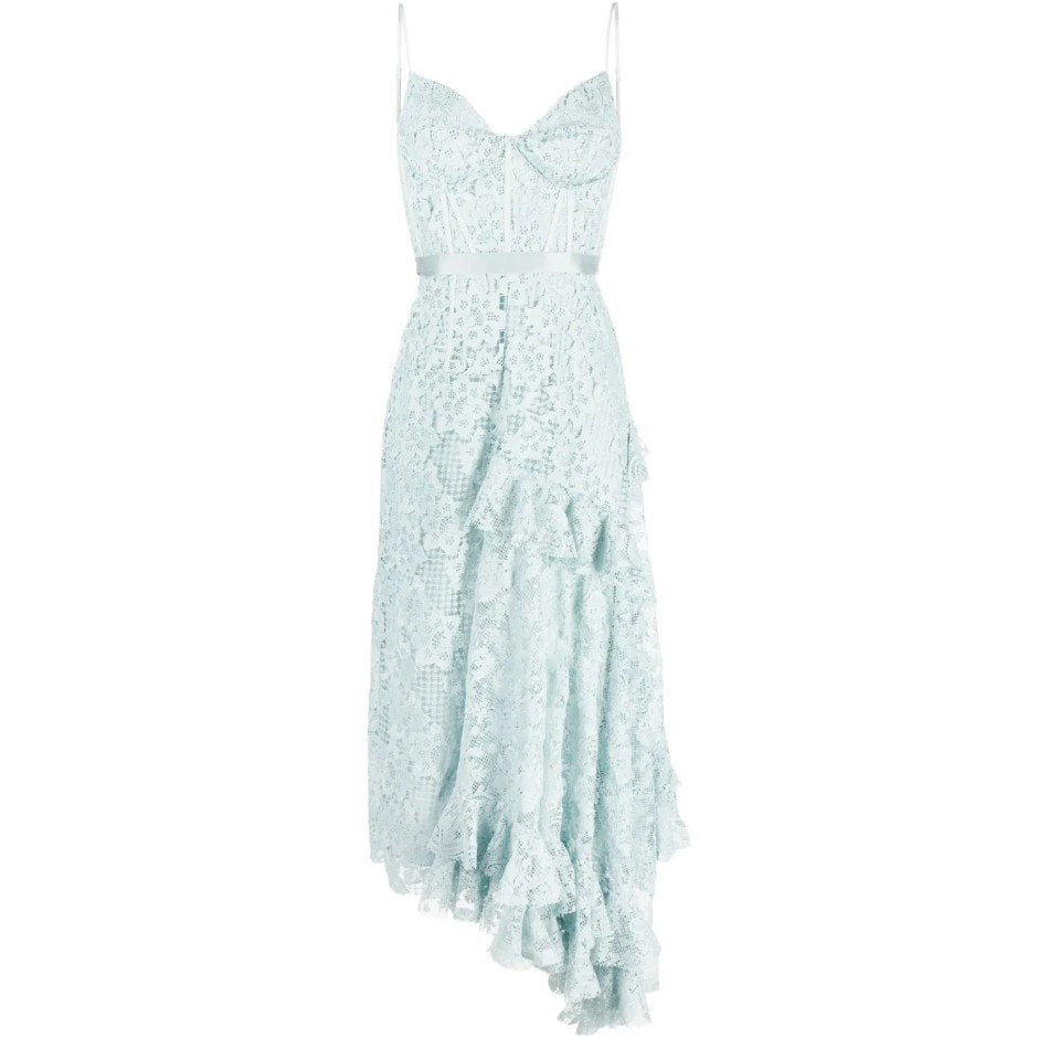 NWT Erdem Melora Asymmetric Lace Midi Dress Sky Blue US 4 *Worn by Taylor Swift*