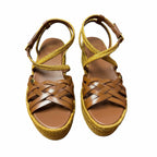 Valentino Garavani Bribri 60 Leather Platform Espadrille Sandals Brown Size US 9