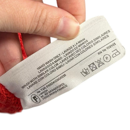 Frnch Paris Red Aelis Woven Tie Front Short Sleeve Cardigan Sweater Womens Small