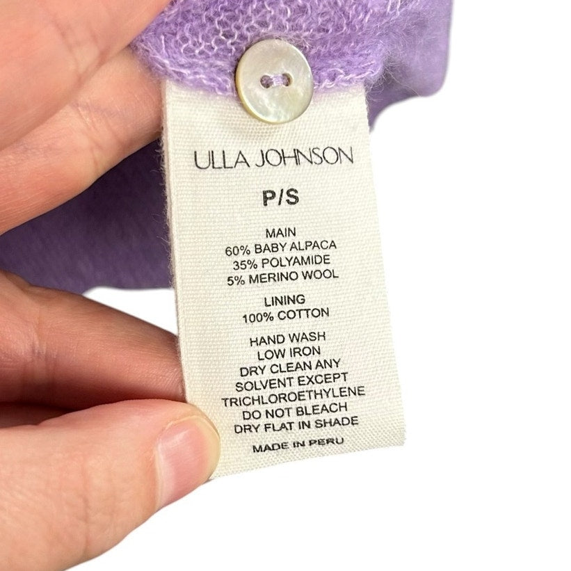 NWT Ulla Johnson Button Front Lavender Haley Cardigan Sweater Womens US 0/2