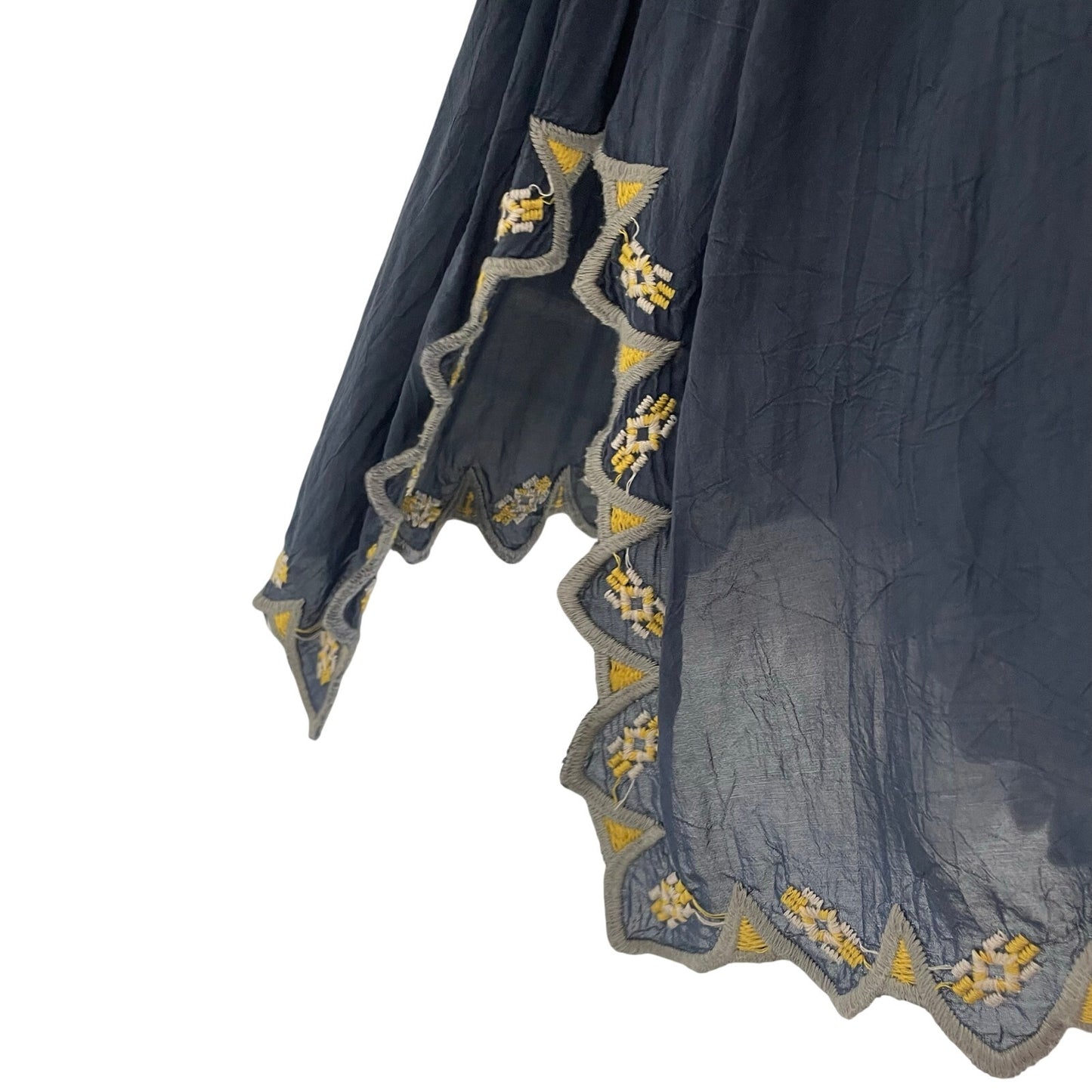 Johnny Was Festival Georgette Tunic Navy Multicolor Embroidery Womens Medium