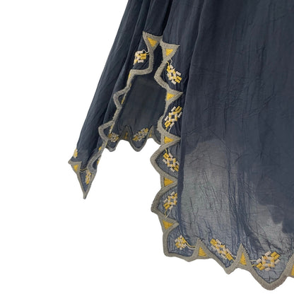 Johnny Was Festival Georgette Tunic Navy Multicolor Embroidery Womens Medium