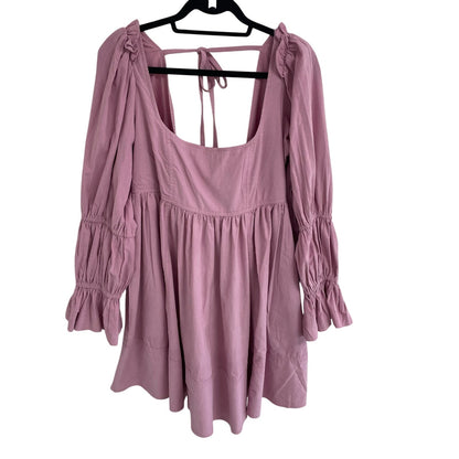 Pilcro Square Neck Corduroy Babydoll Mini Dress Light Pink Womens Size Large