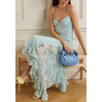 NWT Erdem Melora Asymmetric Lace Midi Dress Sky Blue US 4 *Worn by Taylor Swift*