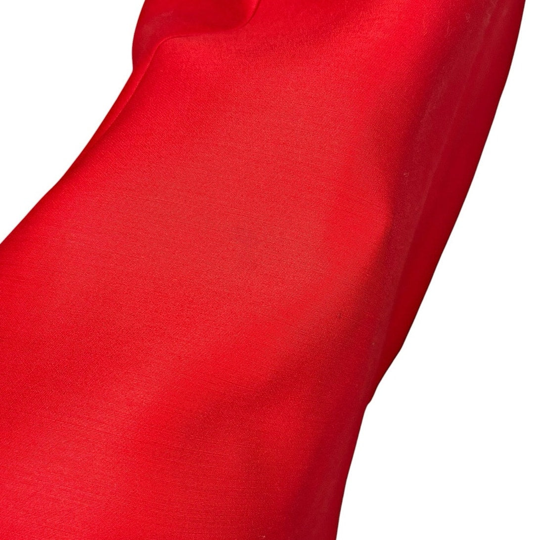 Christian Dior Paris Red Belted A Line Flare Sleeveless Midi Dress Womens US 2