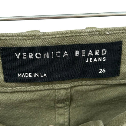 Veronica Beard Stone Army Green Carly Kick Flare High Rise Jeans Womens 26 / 2
