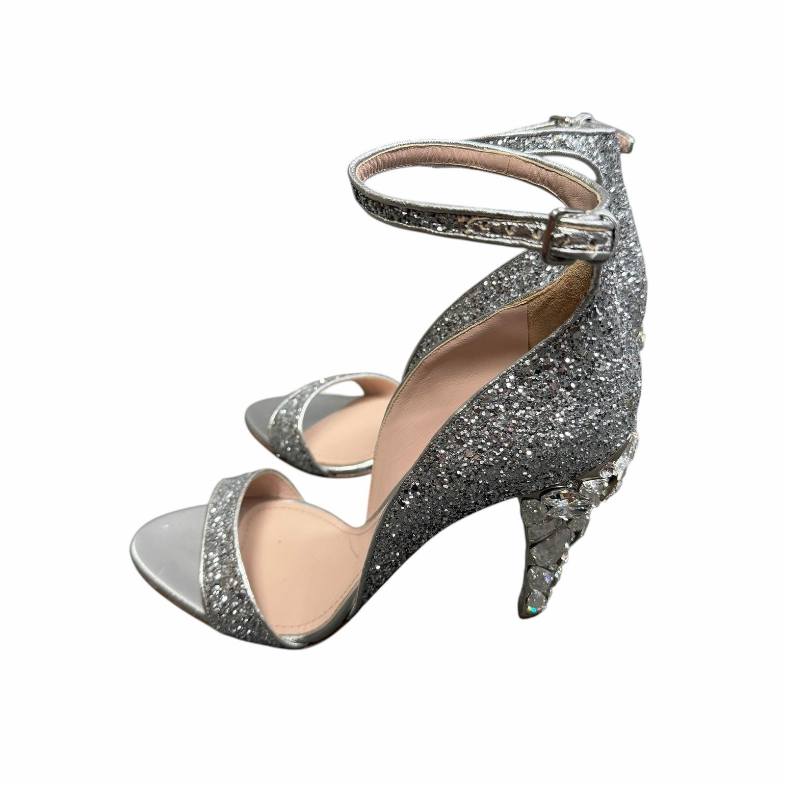Miu Miu Swarovski Crystal Embellished Glitter Leather Sandals Size 39.5 / US 9.5