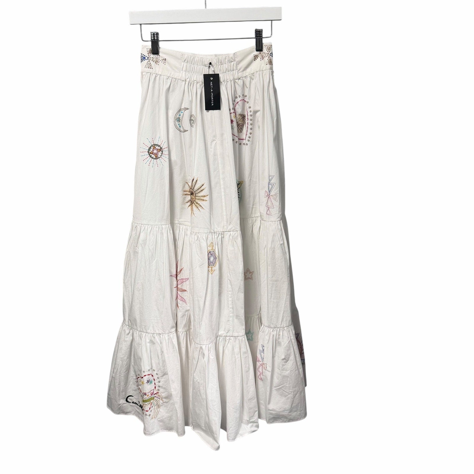 NWT Camilla Living In Colour High Waisted Tiered Maxi Skirt Hand Embroidered XS