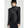 NWT Saint Laurent Black Long Sleeve High Neck Cowl Back Silk Blouse Womens US 4