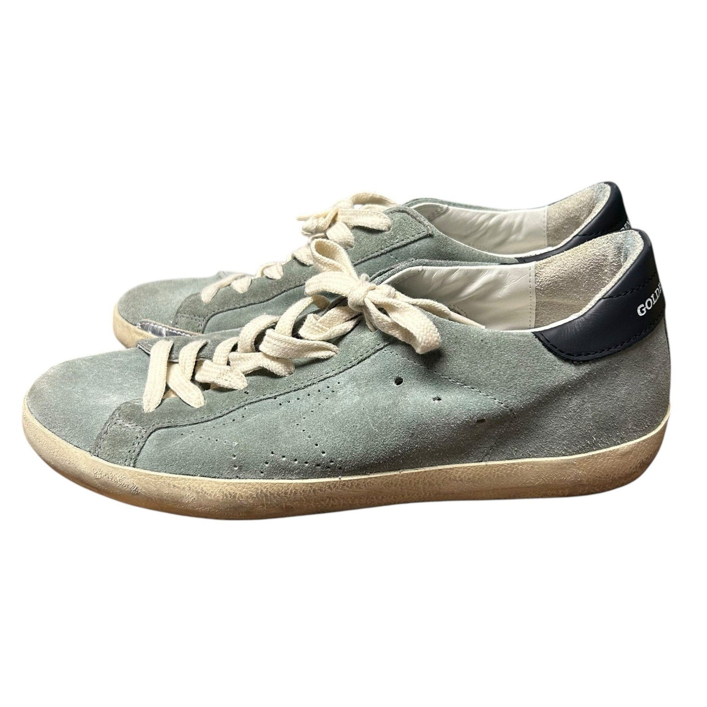 Golden Goose Light Blue Super Star Low Top Lace Up Suede Sneakers Womens US 9