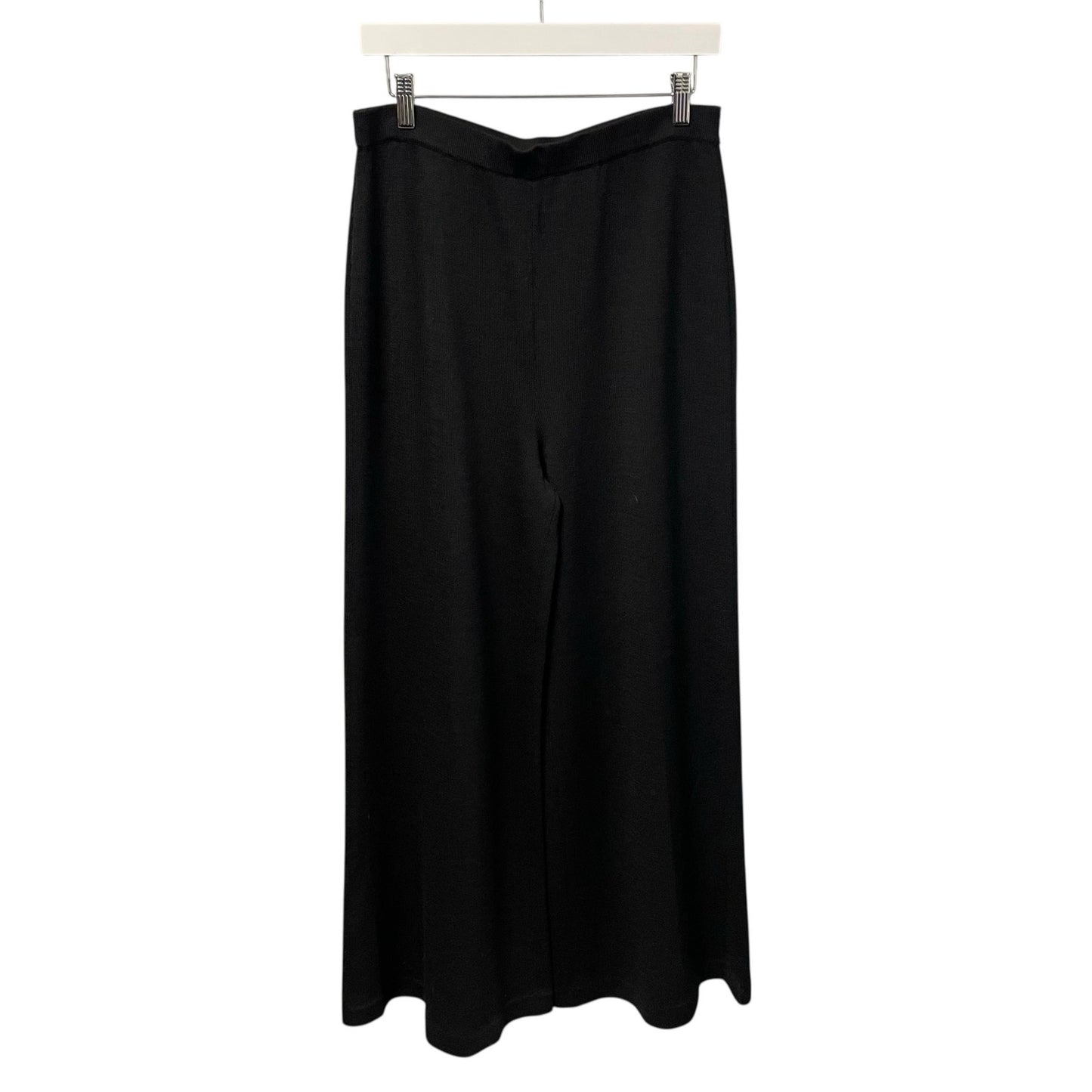 St. John Evening Black Santana Knit Wide Flare Leg Pull On Pants Womens 12