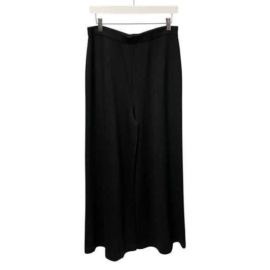 St. John Evening Black Santana Knit Wide Flare Leg Pull On Pants Womens 12