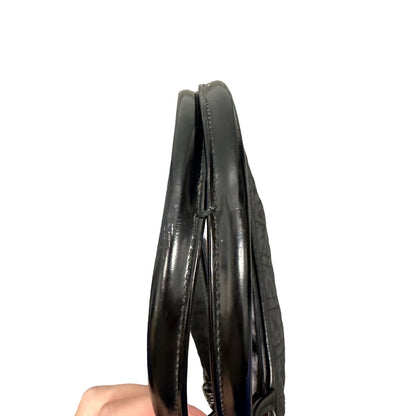 Vintage Christian Dior Cannage Double Handle Quilted Leather Trim Handbag Black