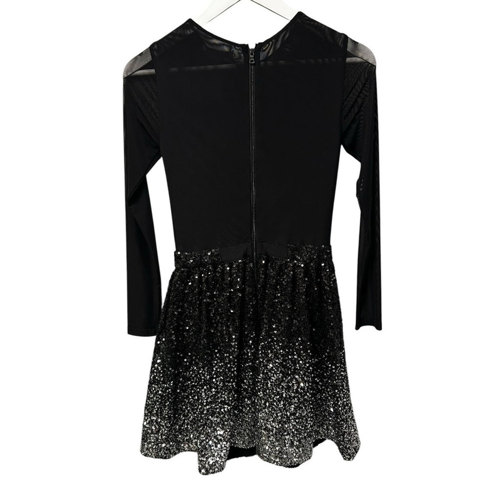 NWT Alice + Olivia Black Silver Sequin Embellished Chara Mini Dress Size 2 Glam
