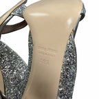 Miu Miu Swarovski Crystal Embellished Glitter Leather Sandals Size 39.5 / US 9.5