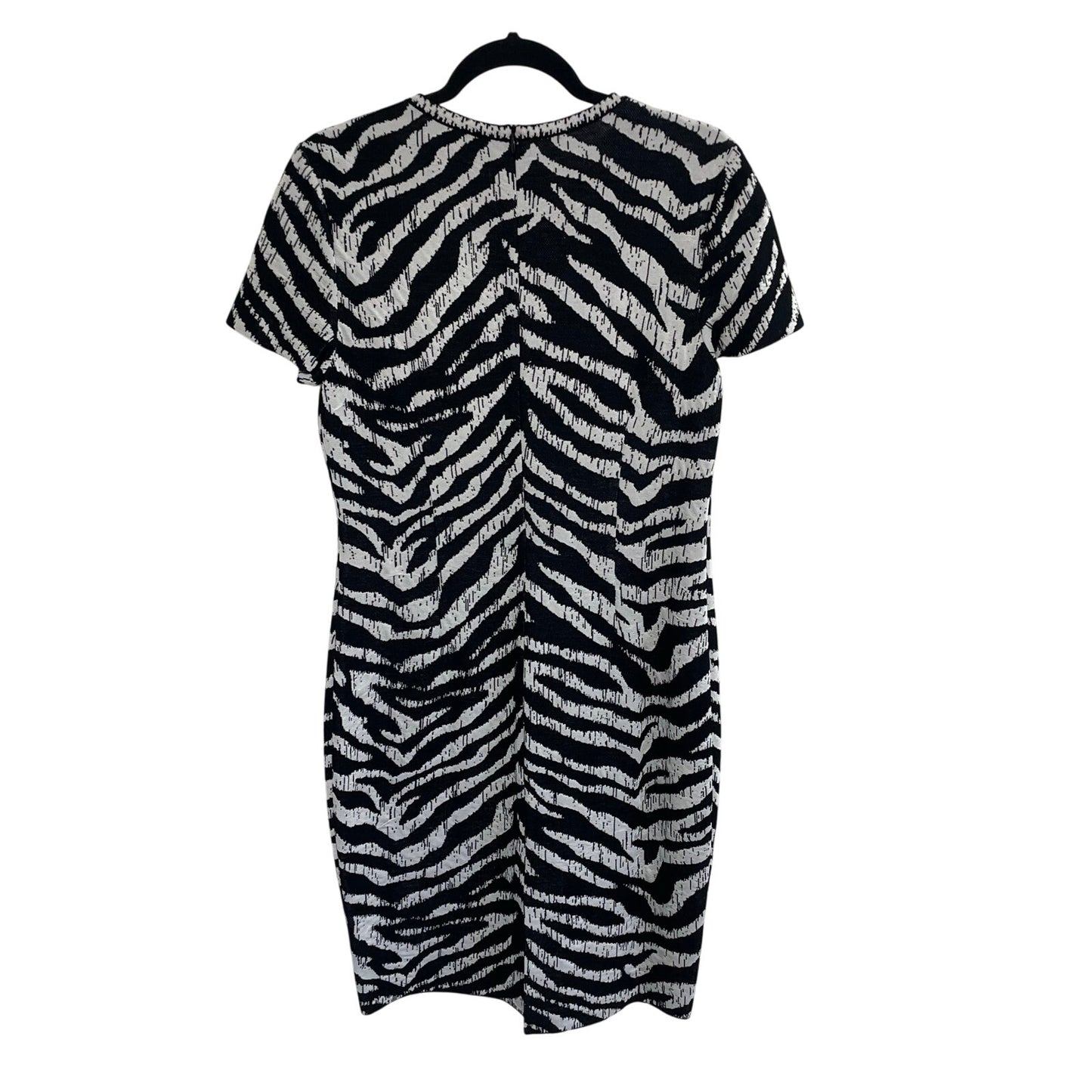 St. John Zebra Jacquard Knit Short Sleeve Knee Length Sheath Dress Womens Size 8