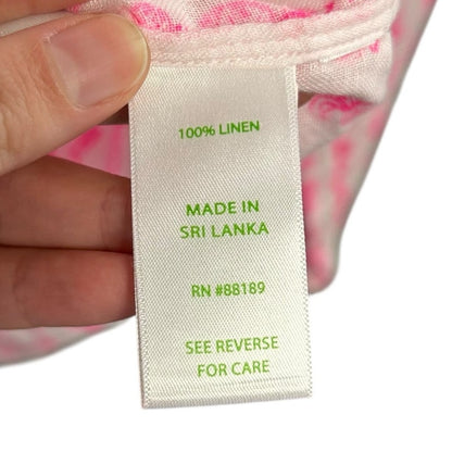 Lilly Pulitzer White Pink Pineapple Sea View Linen Button Down Top Womens XS