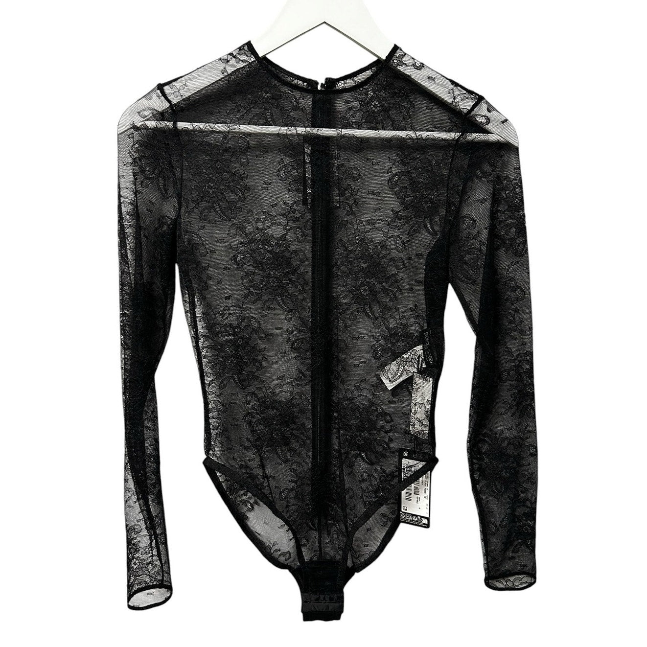 NWT Dolce & Gabbana Black Chantilly Lace Long Sleeve Bodysuit Womens 38 / US 2