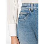 Gucci Horsebit High Rise Wide Leg Frayed Hem Jeans Light Wash Size 27 / US 6