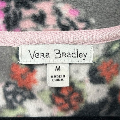 Vera Bradley Gray Hope Blooms Snap Collar Sporty Fleece Pullover Womens Medium