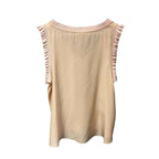 Cinq a Sept Pink Lenore V Neck 100% Silk Ruffle Sleeveless Top Womens Large