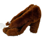 Jil Sander Brown Faux Fur Open Toe Pump Heels Womens 36 / US 6