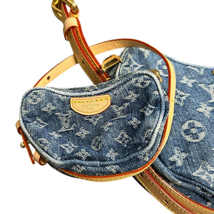Louis Vuitton 2024 Croissant MM Monogram Denim Blue Shoulder Bag