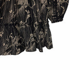 Sea New York Sunniva Mini Dress Black Beige Floral Print Size XS Boho Neutral