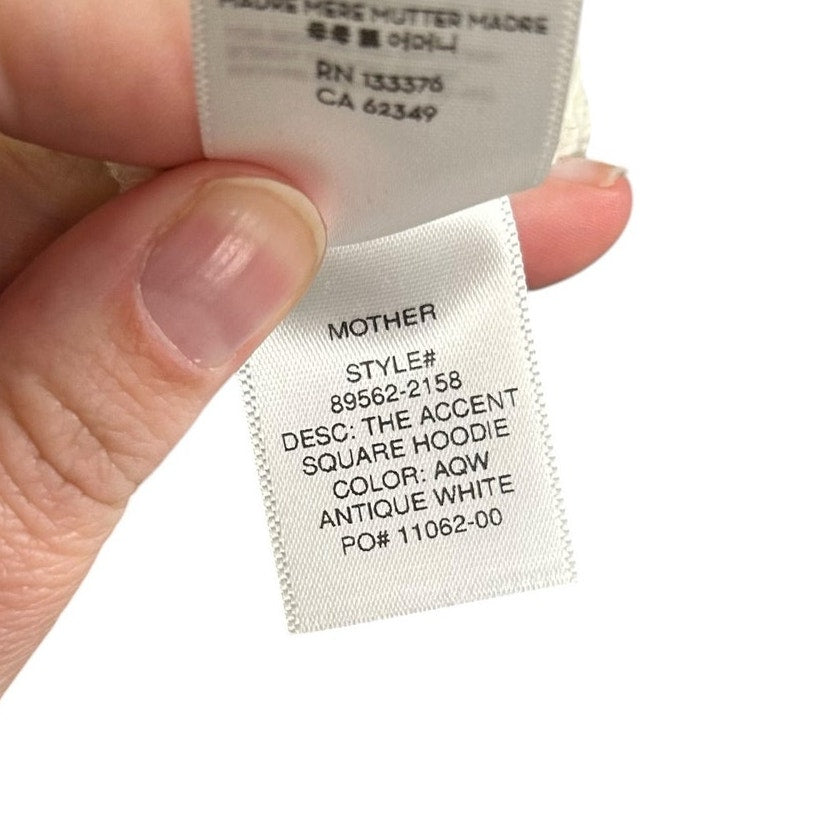 NWT Mother Antique White The Accent Square Drawstrinh Hoodie Womens XS Neutral