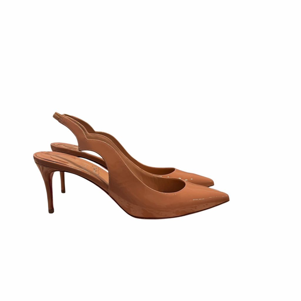 Christian Louboutin Hot Chick Sling Heel Patent Leather Blush Size 38.5 / US 8.5