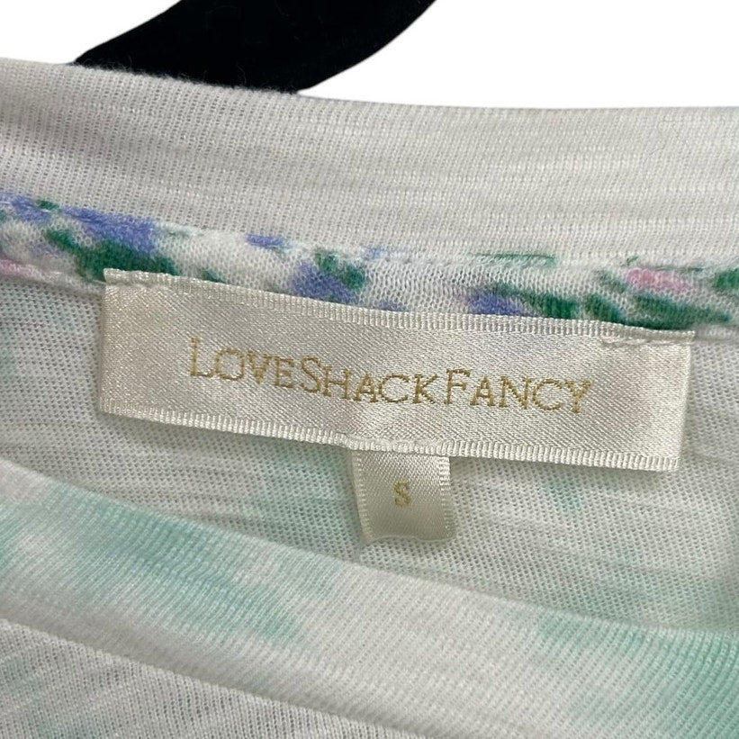 LoveShackFancy Rubin Tie Dye Crop Short Sleeve Cotton Tee Womens Small