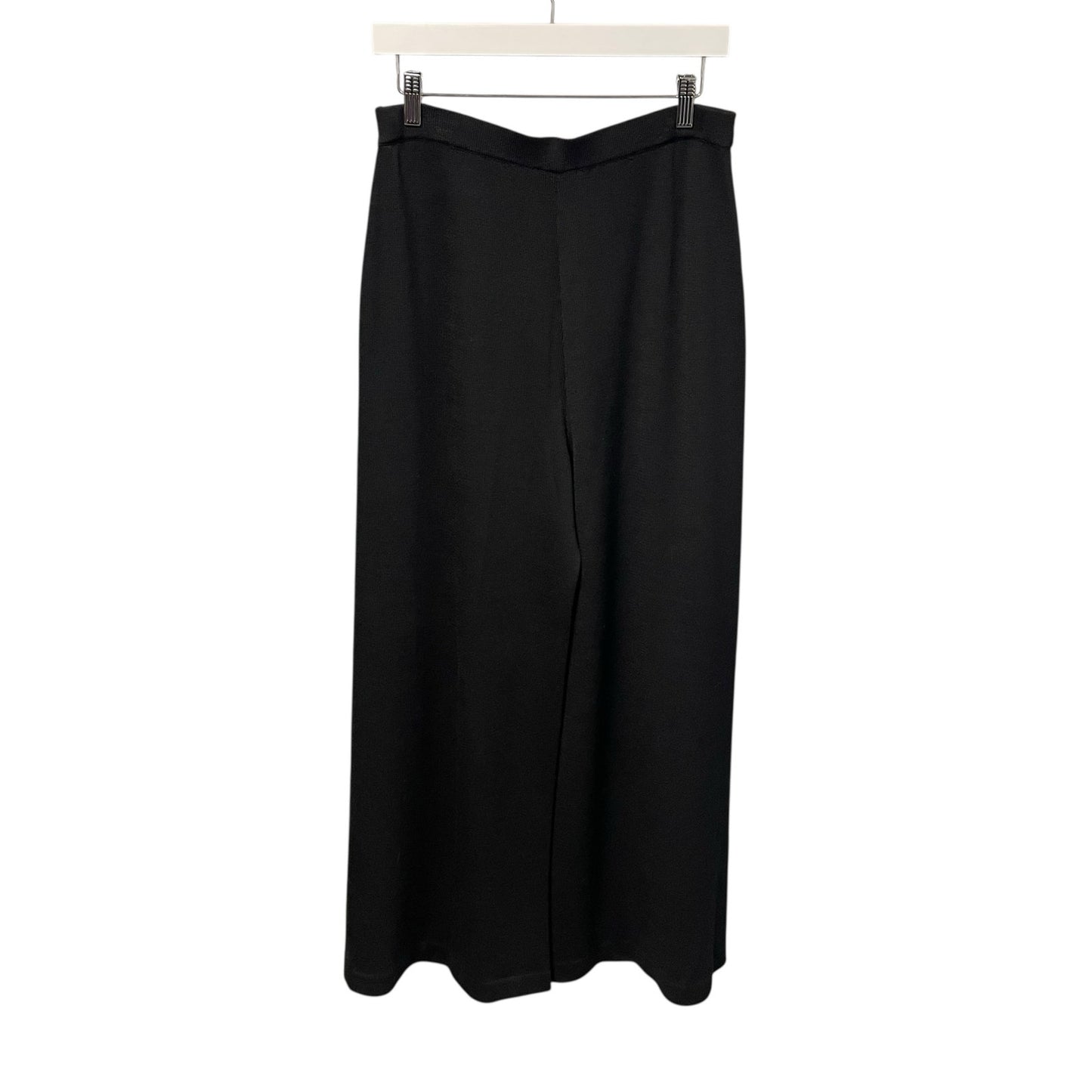 St. John Evening Black Santana Knit Wide Flare Leg Pull On Pants Womens 12