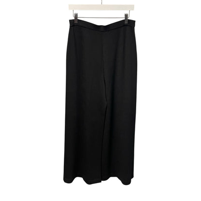 St. John Evening Black Santana Knit Wide Flare Leg Pull On Pants Womens 12
