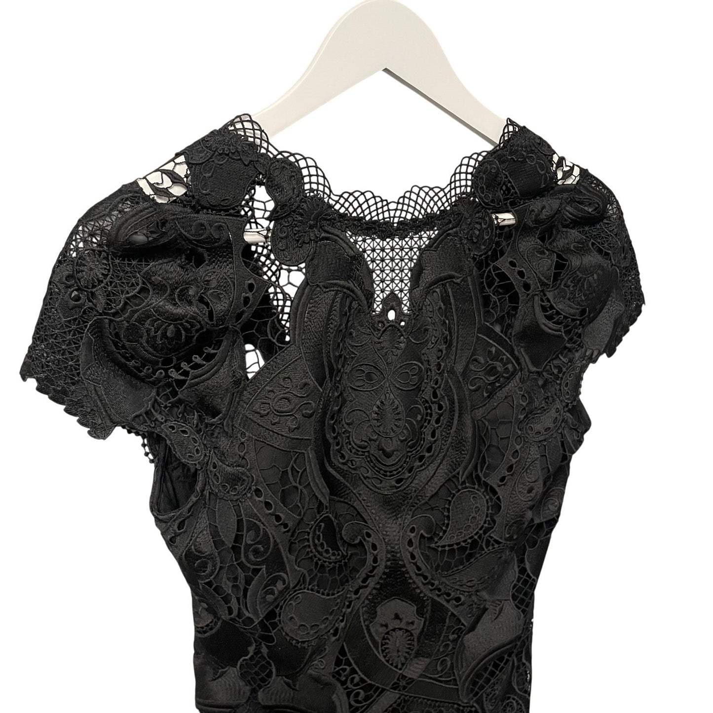 NWT Simkhai Signature Laura Lace Midi Dress Black Womens 2