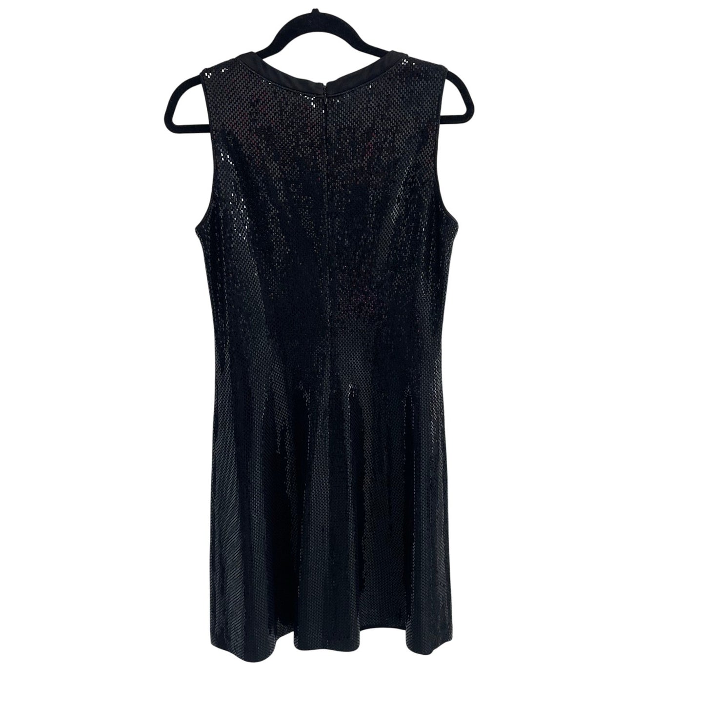 St. John Evening Black Metallic Sequin Knit Sleeveless Dress Womens Size 10