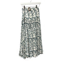 Alexandra Miro Blue White Printed Belted Tiered Viscose Midi Skirt Womens XS